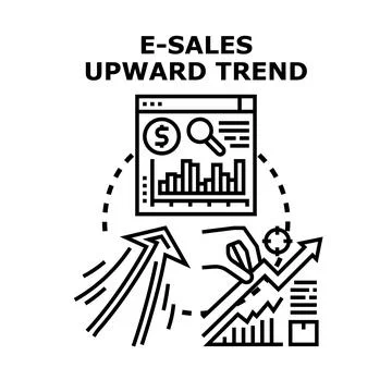E commerce sales seeing upward trend analytics Stock Illustration