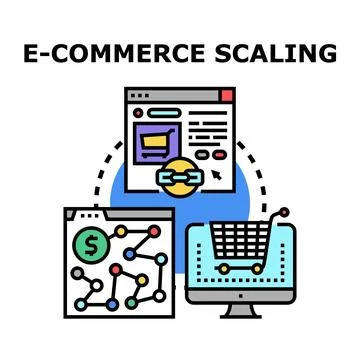 E commerce scaling strategy for growth and development Stock Illustration