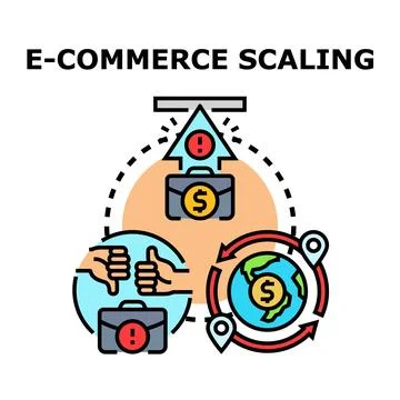 E commerce scaling strategy representing business growth and global expansion Stock Illustration