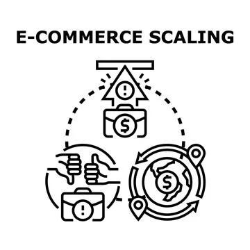 E commerce scaling strategy representing business growth and global expansion Stock Illustration