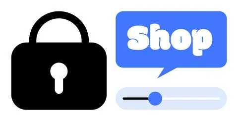 E-commerce Security and Online Shopping with Lock Symbol and Toggle Button Stock Illustration