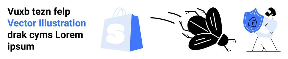 E-commerce Security Measures Protecting Online Shopping with Encrypted Data Stock Illustration