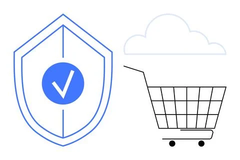 E-commerce Security Shield with Cloud Integration 스톡 일러스트
