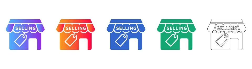 E commerce Selling and Storefront Icons Stockillustratie