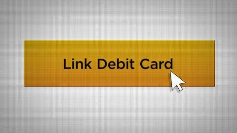 E-Commerce Series - Mouse Pushes Link Debit Card Button 10 Stock Illustration