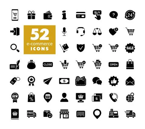 E-commerce set vector icons shopping and online Stock Illustration