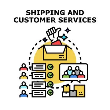 E commerce shipping and customer service concept Stock Illustration