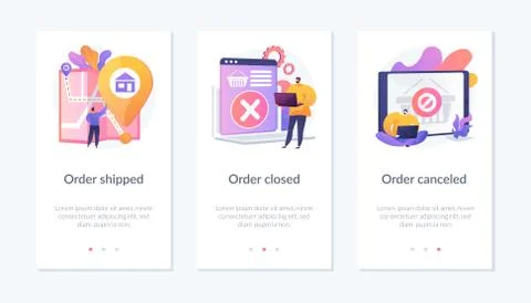 E-commerce shipping app interface template. Illustrazione stock