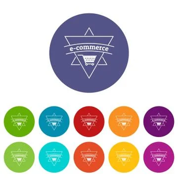 E commerce shop icons set vector color Illustrazione stock