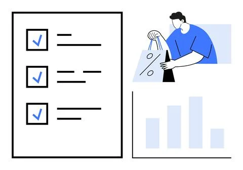 E-commerce, shopping, analytics, task management, business strategies, market Stock Illustration