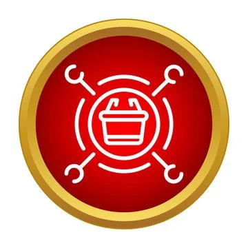 E commerce shopping basket managing retail settings icon Stock Illustration