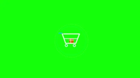 E-commerce shopping cart animation with gift box icon on green screen backg.. Vidéo 344863191