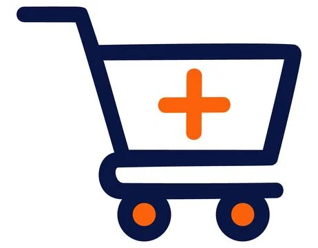 E-commerce Shopping Cart with Plus Sign Line Icon for Online Store Add to Basket Stock Illustration