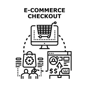 E commerce shopping checkout process vector concept Stock Illustration