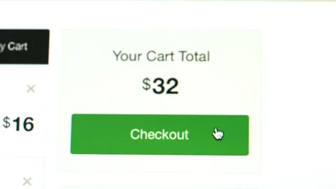 E-Commerce shopping with A green button for checkout Stock Footage 313350832