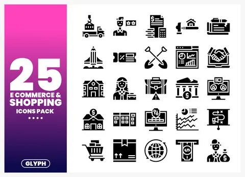 E-commerce shopping icon set on white background. showing digital concepts .. Stock Illustration