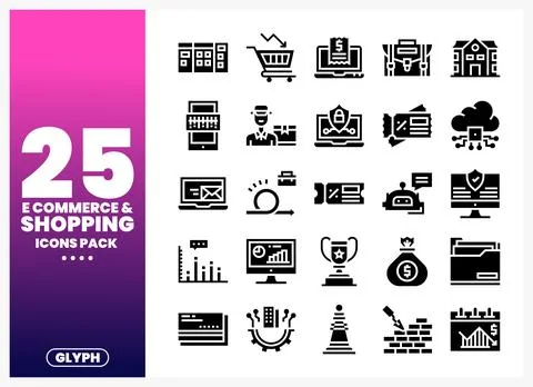 E-commerce shopping icons pack on white background Stock Illustration