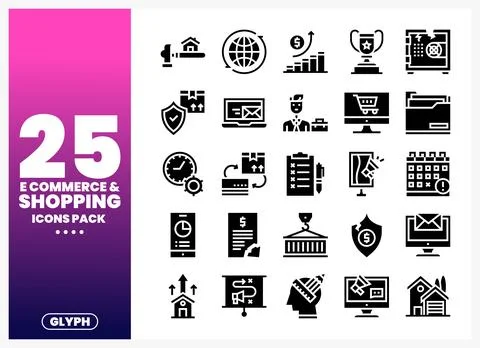 E-commerce Shopping Icons Pack on White Background Stock Illustration