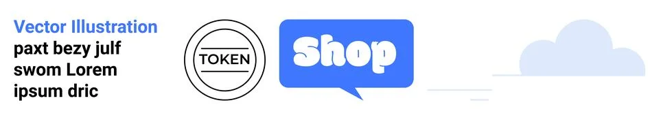 E-commerce Shopping Token with Cloud and Text Elements イラスト素材