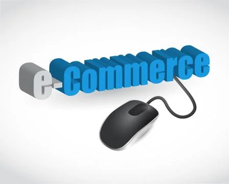 E-commerce sign and mouse illustration design over white Stock Illustration