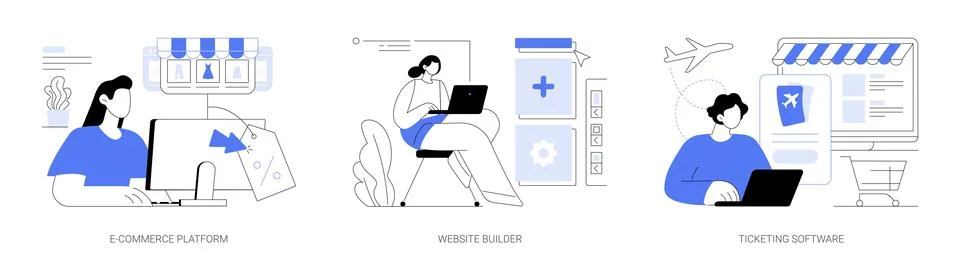 E-commerce software abstract concept vector illustrations. Stock Illustration