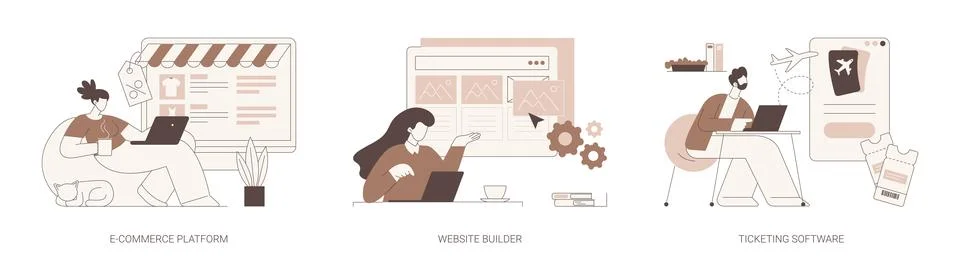 E-commerce software isolated cartoon vector illustrations se Illustrazione stock