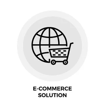 E-commerce Solution Line Icon Stock Illustration