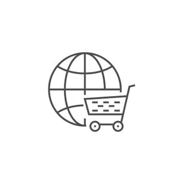 E-commerce Solution Line Icon Stock Illustration