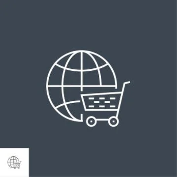 E-commerce Solution Line Icon 스톡 일러스트