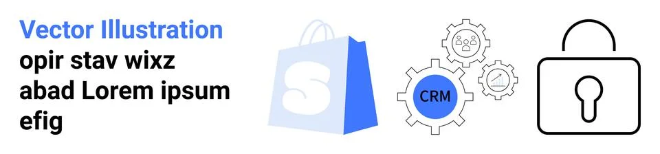 E-commerce Solutions with CRM Integration and Security Features Stock Illustration