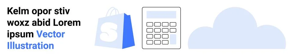E-commerce Solutions featuring Shopping Bag Calculator and Cloud Storage 스톡 일러스트