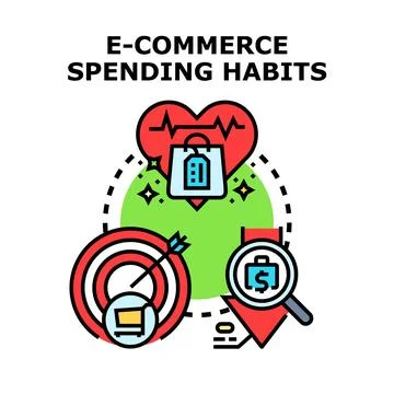 E commerce spending habits and online purchasing analytics Stock Illustration