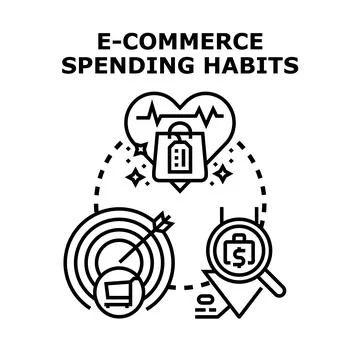 E commerce spending habits and online purchasing analytics Stock Illustration