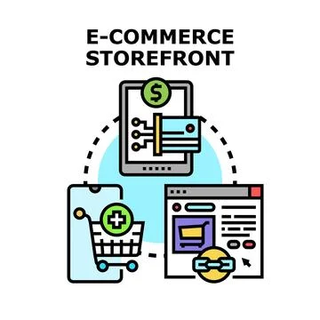E commerce storefront concept creating online shopping web store Stock Illustration