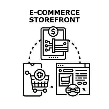 E commerce storefront concept creating online shopping web store Stock Illustration