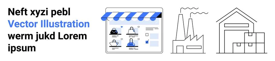 E-commerce storefront interface showcasing online shopping. Also features a f Ilustração Stock