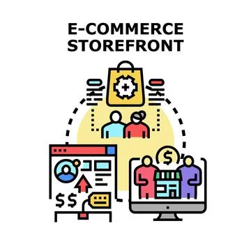 E commerce storefront offering online shopping experience Stock Illustration