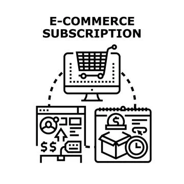 E commerce subscription service model online shopping Stock Illustration
