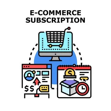 E commerce subscription service model online shopping Stock-Illustration