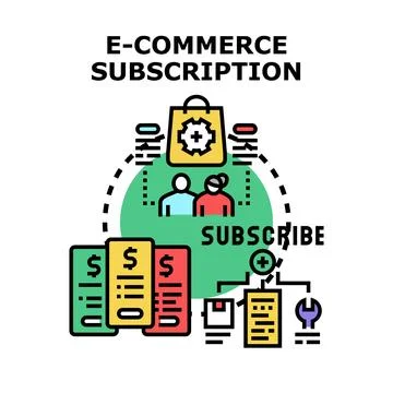 E commerce subscription service offering recurring payments and online shoppi Stock Illustration