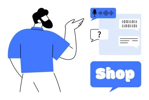 E-commerce Support and Customer Interaction Concept Stock Illustration