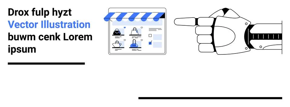 E-commerce, technology innovation, online shopping, UX design, robotics, huma Stock Illustration