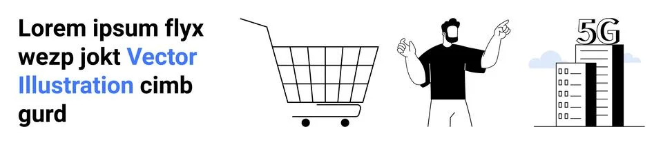 E-commerce, technology, modern connectivity, retail innovation, digital econo Stock Illustration
