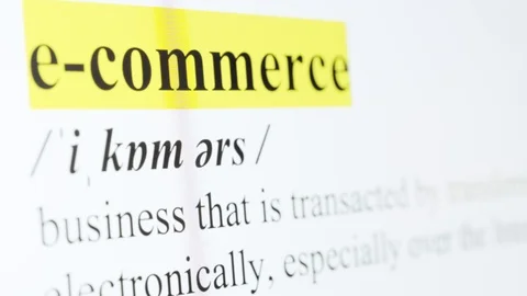E-commerce Text Macro Shot Highlighted in Yellow Color On Computer Screen Stock Footage 123224264