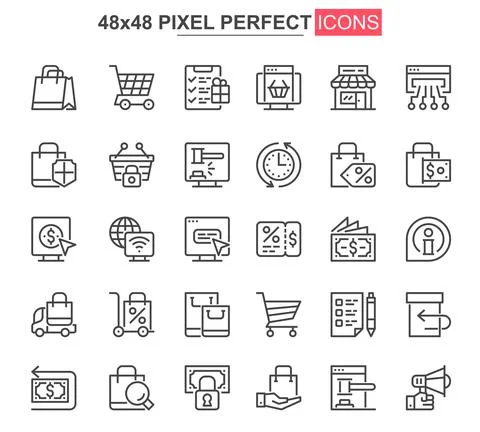 E-commerce thin line icons set. Stock Illustration