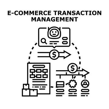 E commerce transaction management and online business process Stock Illustration