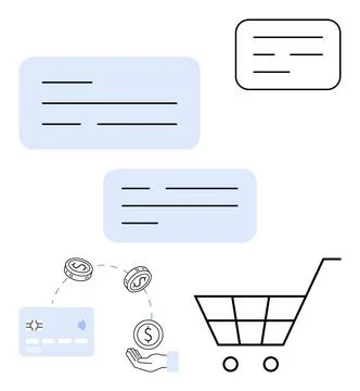 E-commerce transaction process with shopping cart, payment methods, and com.. Stock Illustration
