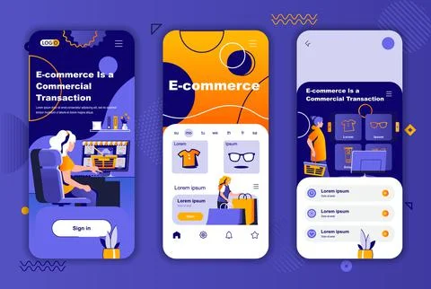E-commerce unique design kit for social networks stories. Online shopping Stock Illustration
