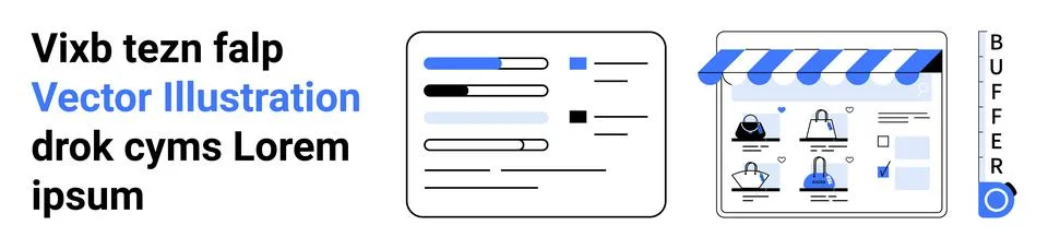 E-commerce, user interface, analytics, online business, store management, web Stock Illustration