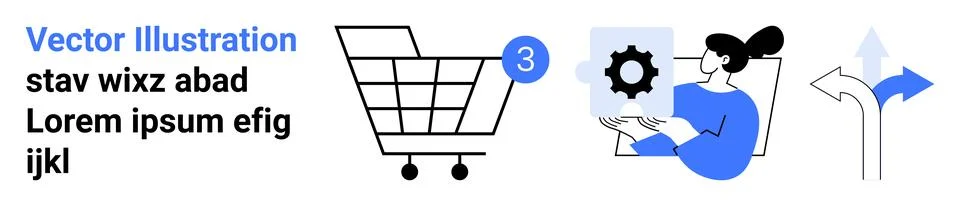 E-commerce, user interface design, navigation, retail solutions, settings cus Stock Illustration